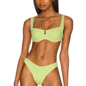 L*SPACE Cabana Bikini Bottom | Size S | NWT | Mojito Green | Bitsy Cut | Ribbed